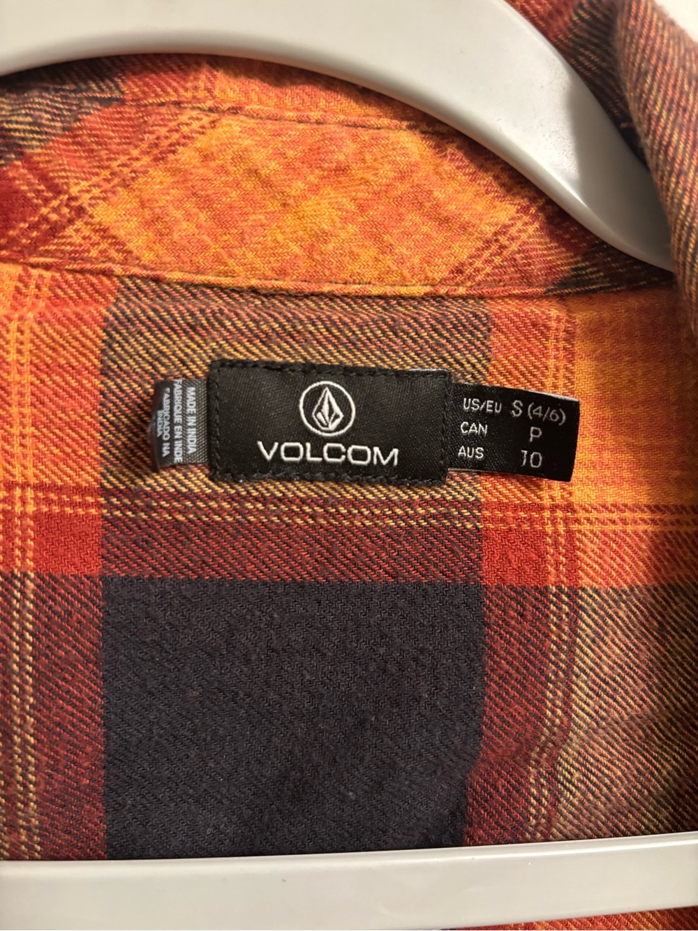 Volcom Orange Black Plaid Button-Down Shirt - Picture 3 of 3